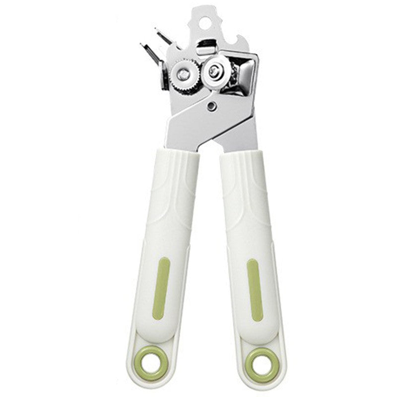 Desfacator de Conserve 3 in 1, Instrument pentru Deschis Conserve, Sticle, Otel inoxidabil, Simplu de Utilizat, Maner Anti alunecare, 21.5 x 4.7 cm Alb