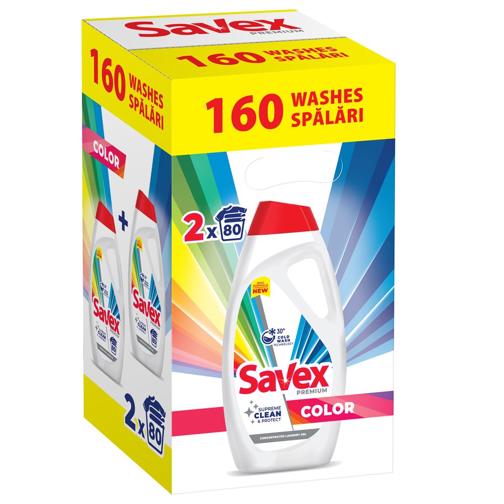 Detergent Lichid, Savex, 2 X 3.6 L Color 160 spalari