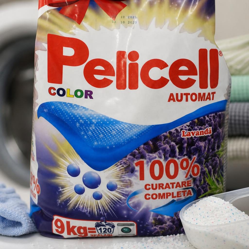 Detergent pentru Rufe Automat, Pelicell, 9 kg, Detergent pentru Haine Color, Aroma Lavanda, 120 spalari