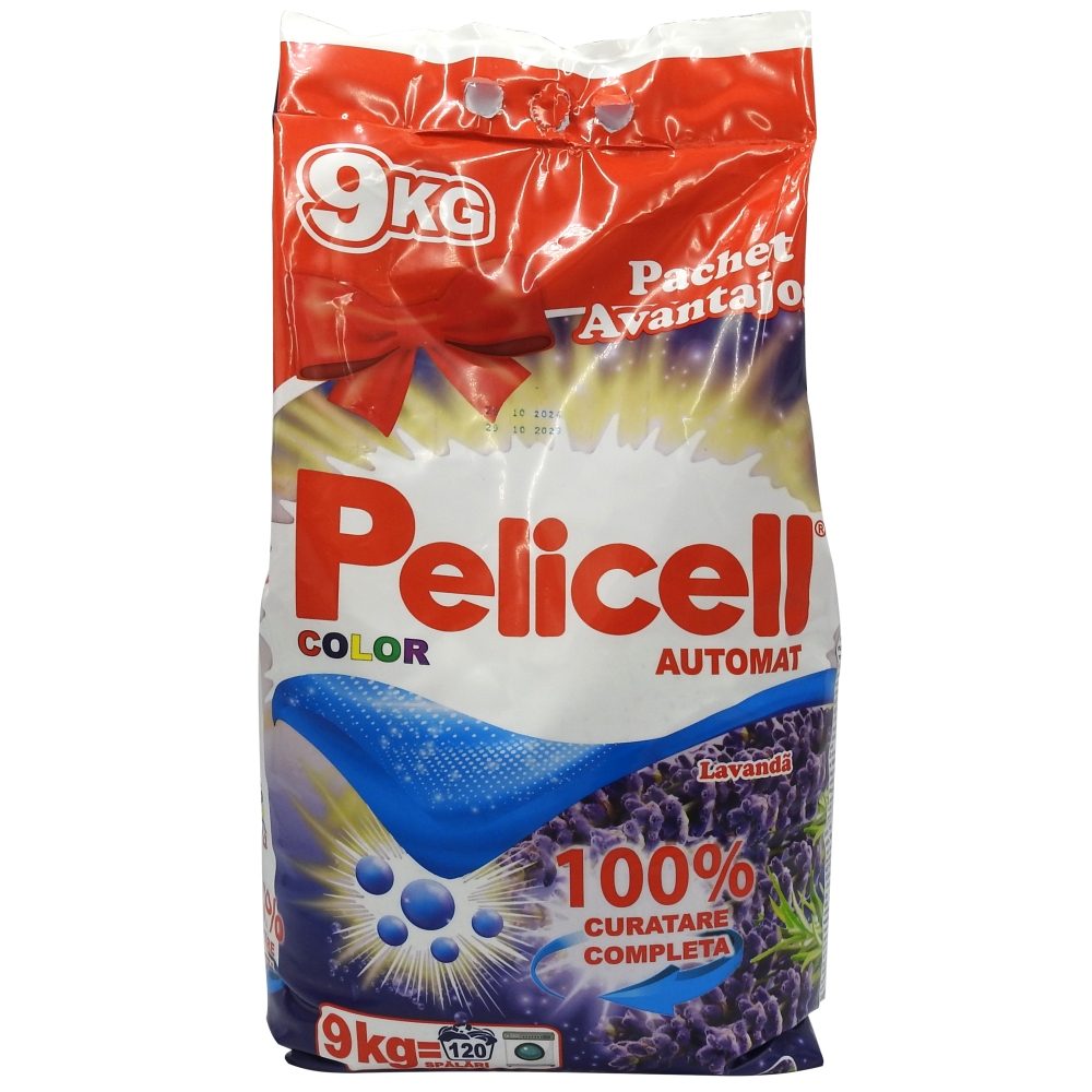 Detergent pentru Rufe Automat, Pelicell, 9 kg, Detergent pentru Haine Color, Aroma Lavanda, 120 spalari
