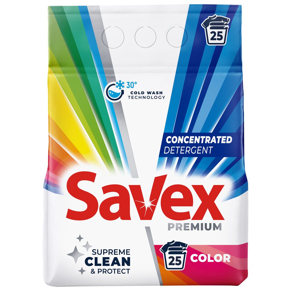 Detergent pentru Rufe Automat, Savex, 2 kg 2in1 Color 25 spalari