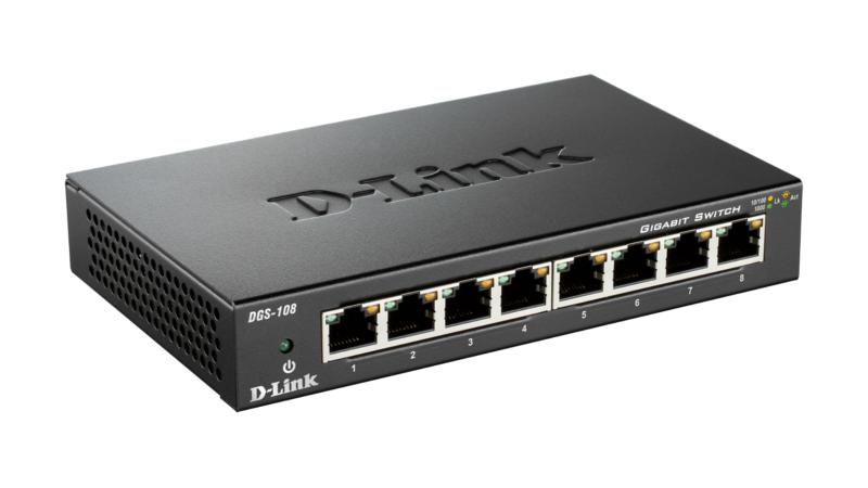 SWITCH D-LINK 8 porturi Gigabit. carcasa metalica, "DGS-108"