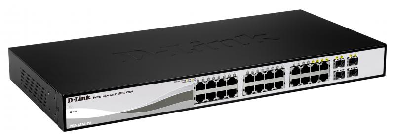 SWITCH D-Link SMART 24 porturi Gigabit + 4 porturi Combo SFP, carcasa metalica, rackabil, 