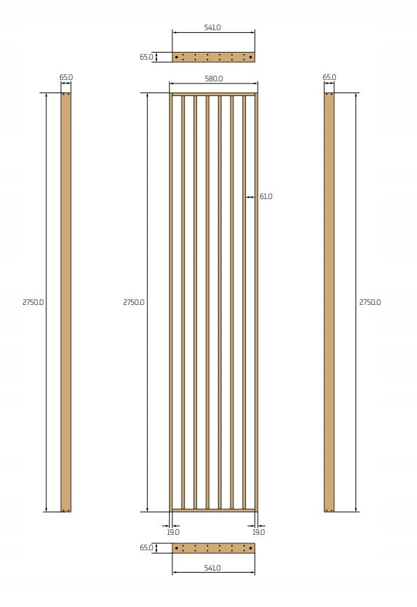 Riflaj perete despartitor MDF, LDA PREMIUM, Negru, 275x58 cm