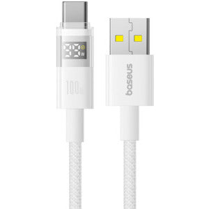 CABLU alimentare si date Baseus Display, Fast Charging Data Cable pt. smartphone, USB la USB Type-C 100W, braided, 2m, alb "P10382701211-01" - 6932172682224