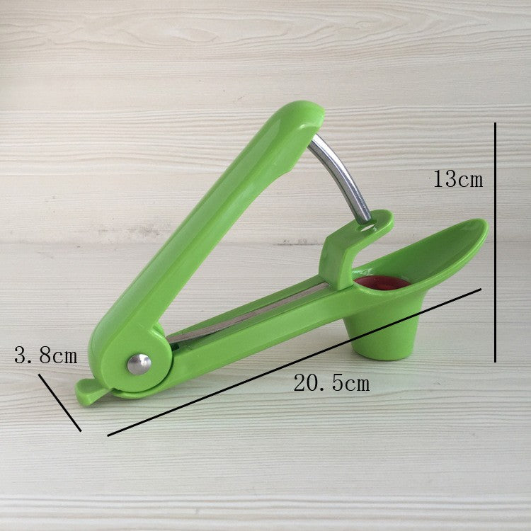 Dispozitiv de Scos Samburi, Manual, cu 1 Gaura, pentru Cirese/Masline, 20.5 x 3.8 x 13 cm, din ABS+Otel Inoxidabil, cu Maner, Verde