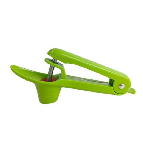 Dispozitiv de Scos Samburi, Manual, cu 1 Gaura, pentru Cirese/Masline, 20.5 x 3.8 x 13 cm, din ABS+Otel Inoxidabil, cu Maner, Verde