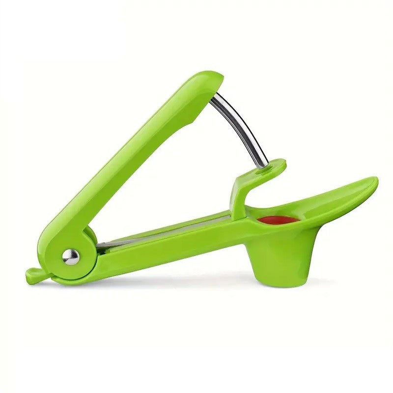 Dispozitiv de Scos Samburi, Manual, cu 1 Gaura, pentru Cirese/Masline, 20.5 x 3.8 x 13 cm, din ABS+Otel Inoxidabil, cu Maner, Verde