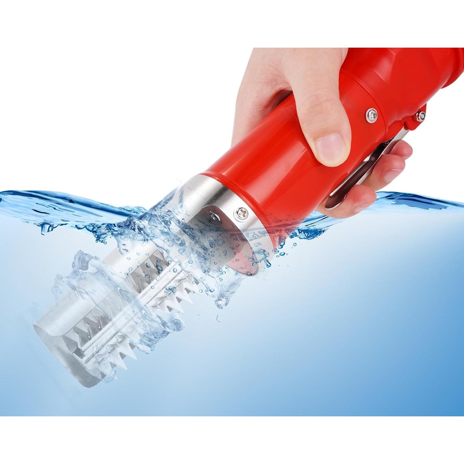 Dispozitiv Electric de Curatare Solzi Peste, din Otel Inoxidabil, 28 x 5 cm, Rosu