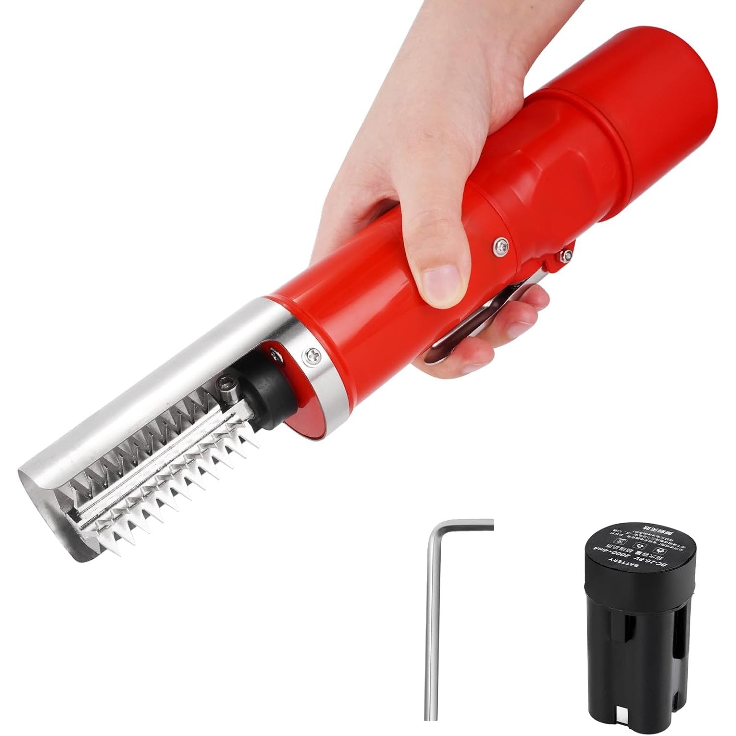 Dispozitiv Electric de Curatare Solzi Peste, din Otel Inoxidabil, 28 x 5 cm, Rosu
