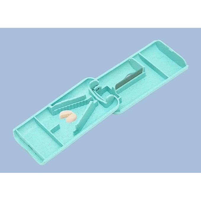 Dispozitiv taiere si depozitare medicamente, Albastru, Plastic, 8 x 4 x 1.8 cm