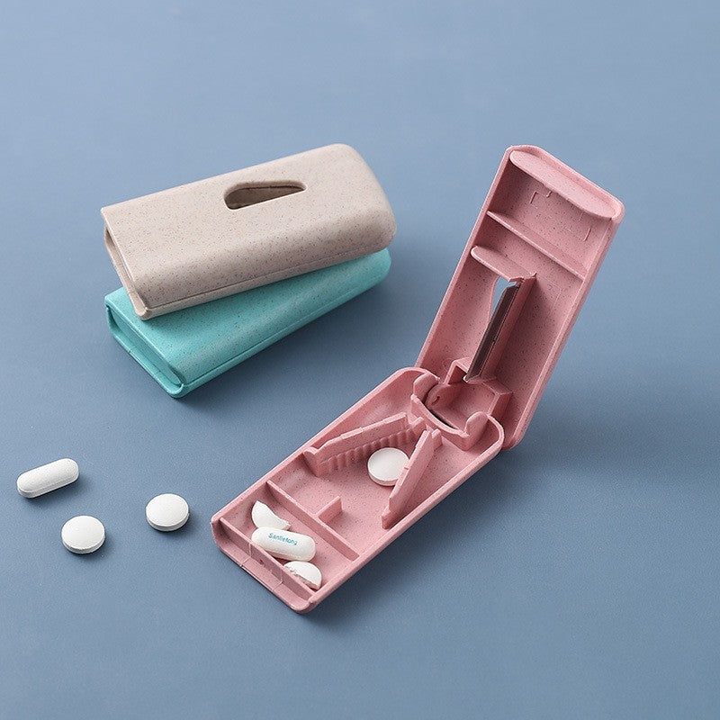 Dispozitiv taiere si depozitare medicamente, Roz, Plastic, 8 x 4 x 1.8 cm