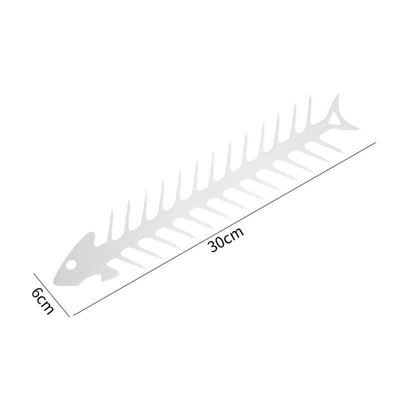 Forma pentru Frigarui, Model Oase de Peste, din Otel Inoxidabil, Instrument pentru Gratar, BBQ, cu Deschizator de Sticle, 30x6 cm, Argintie
