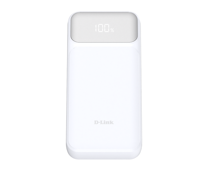 POWER BANK D-Link, 20000mAh 65W max, USB PD 3.0 si QC 3.0, 2 x USB Type-C, 1 x USB, dimensiuni 144 x 69 x 29 mm, alb "DPP-201"