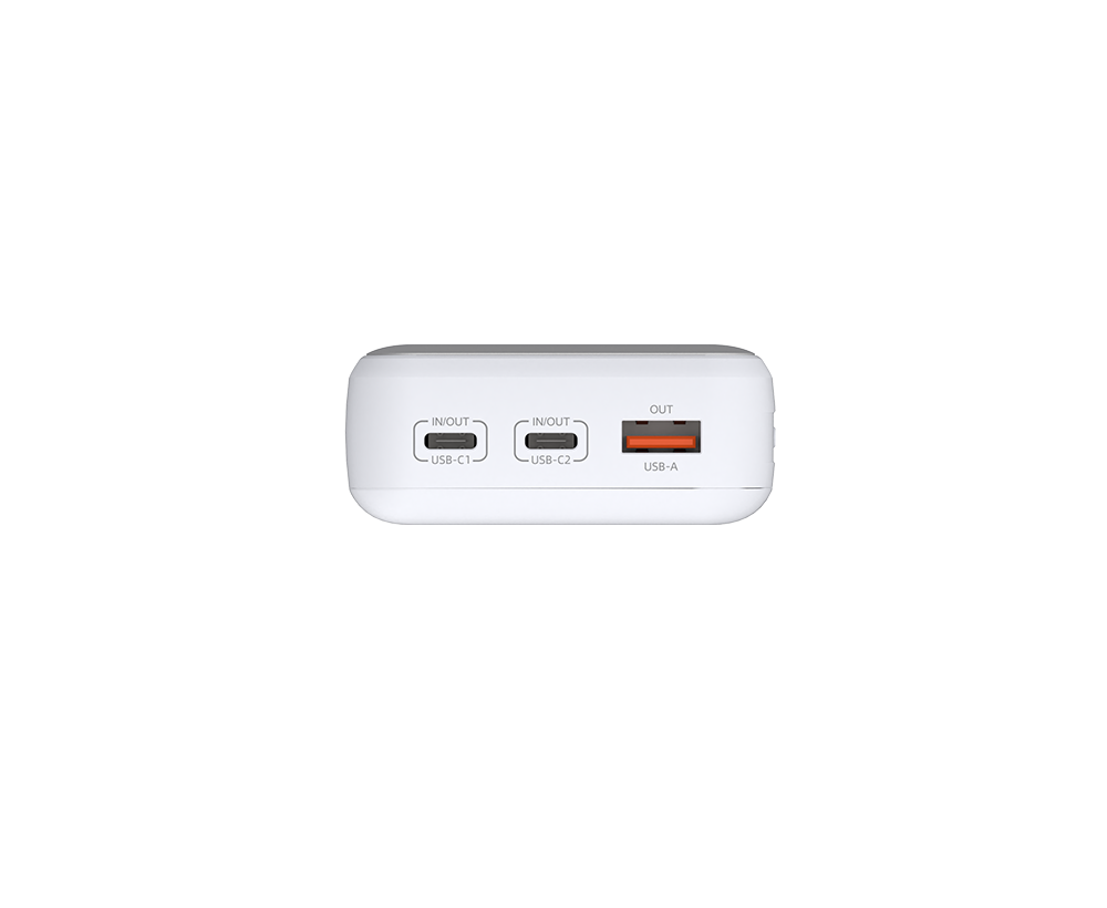 POWER BANK D-Link, 20000mAh 65W max, USB PD 3.0 si QC 3.0, 2 x USB Type-C, 1 x USB, dimensiuni 144 x 69 x 29 mm, alb "DPP-201"