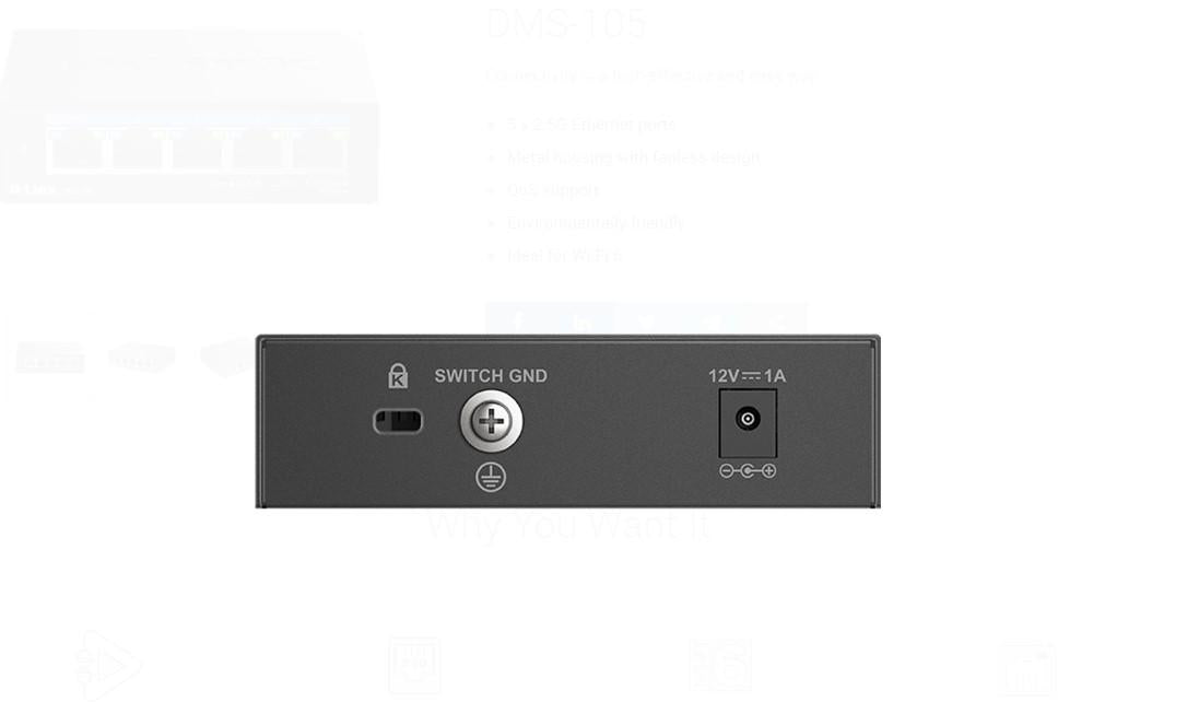 SWITCH D-Link, 5 porturi 2.5Gbps, carcasa metalica, "DMS-105"