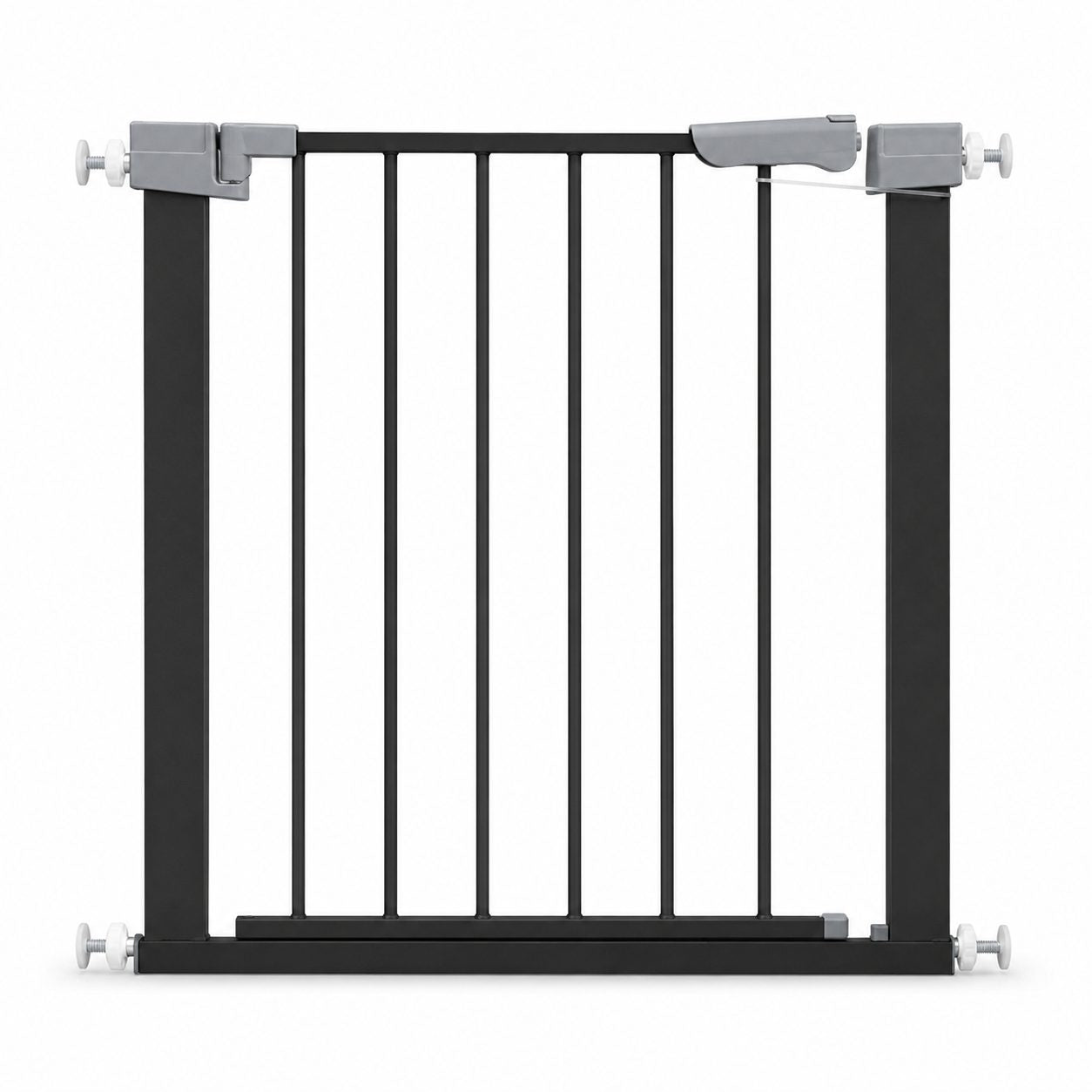 Gard de Siguranta cu Poarta pentru Copii, Latime 72 cm, Inaltime 76 cm, Teava din Fier Vopsit, Elemente PP, Negru