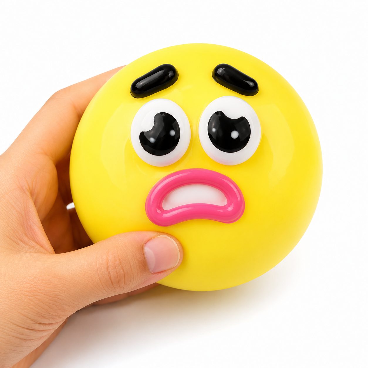 Jucarie Antistres Squishy, Model Fete Amuzante, Forma Rotunda, Moale si Compresibila, pentru Relaxare si Joaca Senzoriala, Culoare Aleatorie