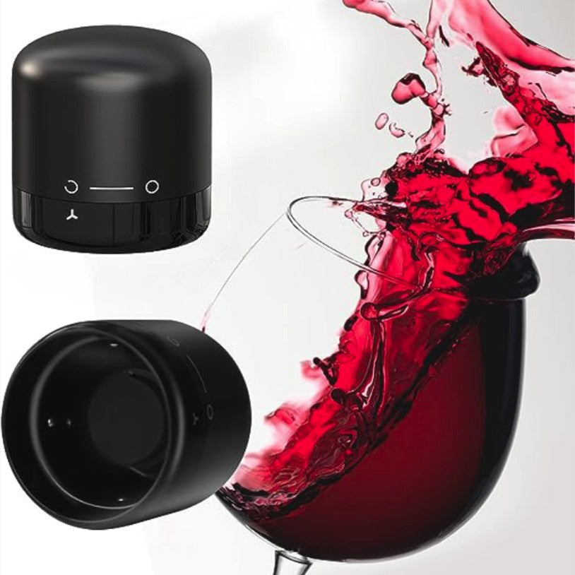 Dop de Etansare a Sticlei de Vin, Flippy, Rotativ, On-Off, Silicon, Reutilizabil, Usor de Depozitat si Folosit, 3.4 x 3.4 x 3.4 cm, Negru
