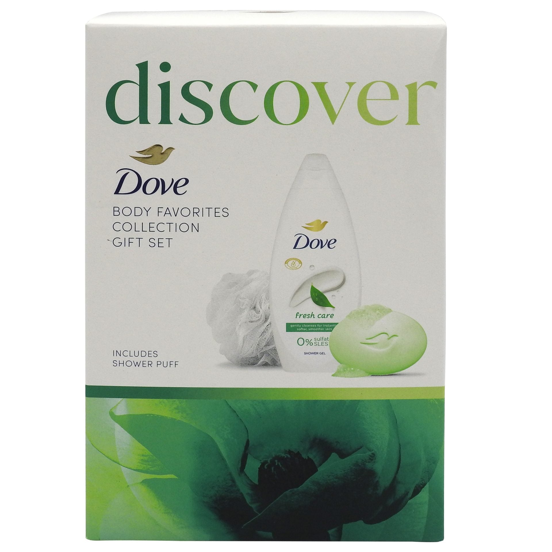 Set Cadou, Dove, Care, Gel de Dus 250 ml, Sapun 90 g, Burete de Baie, 3 Piese