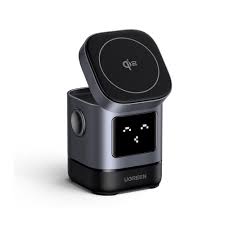 INCARCATOR wireless Ugreen Qi 15W, "W709" compatibilitate IPhone + AirPods, prindere magnetica, cablu Type-C la Type-C 1m inclus, gri "45775" - 6941876247752