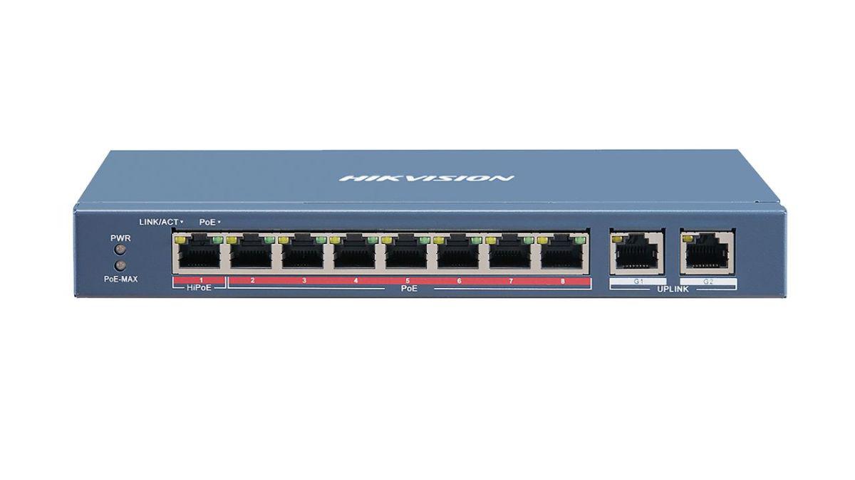 SWITCH 8PORTURI 2UPLINK 90W UNMANAGED "DS-3E1310HP-EI"