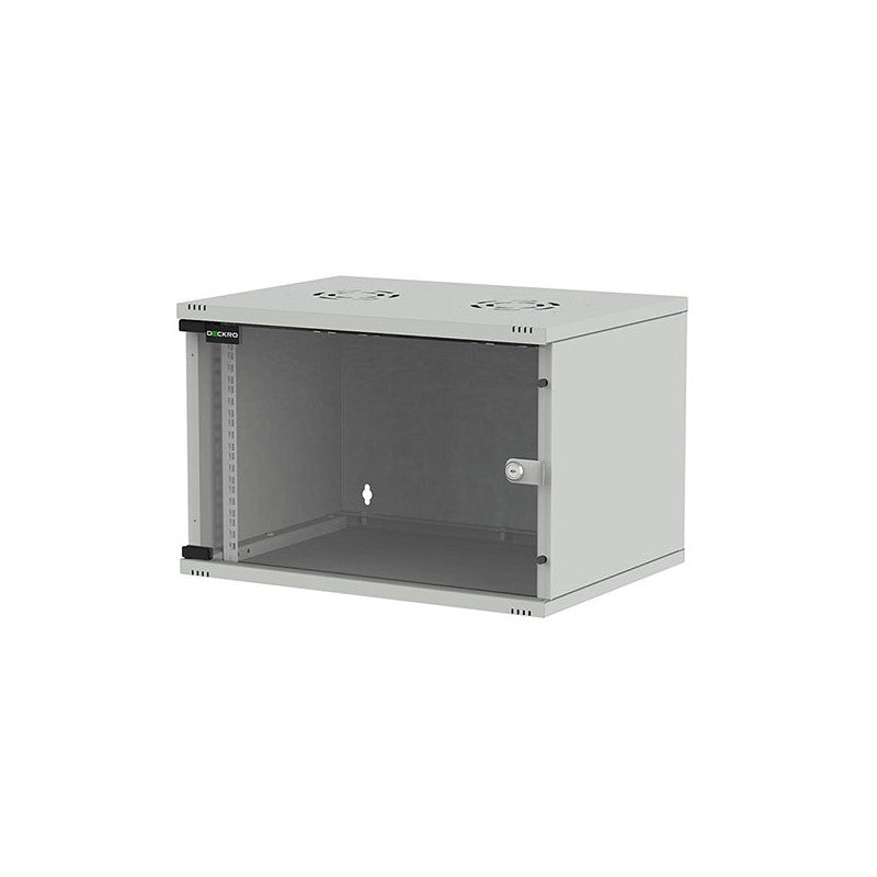 Rack 19 9U 540x400, de perete, dezasamblat, usa fata sticla, gri, capacitate 30kg, seria D-SOHO BASIC, Deckro 