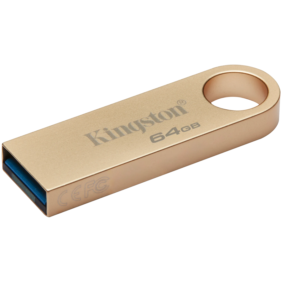 MEMORIE USB 3.2 Kingston 64 GB, 220MB/s, 100MB/s clasica, carcasa metalica, auriu, "DTSE9G3/64GB"