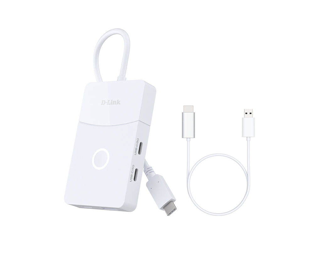HUB extern D-LINK conectare PC USB Type-C, porturi: 1 x HDMI 1.2 wireless pana la 30m, 1 x USB 3.0 Type-A, 2 x USB 3.0 Type-C, 1 x wired HDMI 2.0 4K/60Hz, "DUP-501"