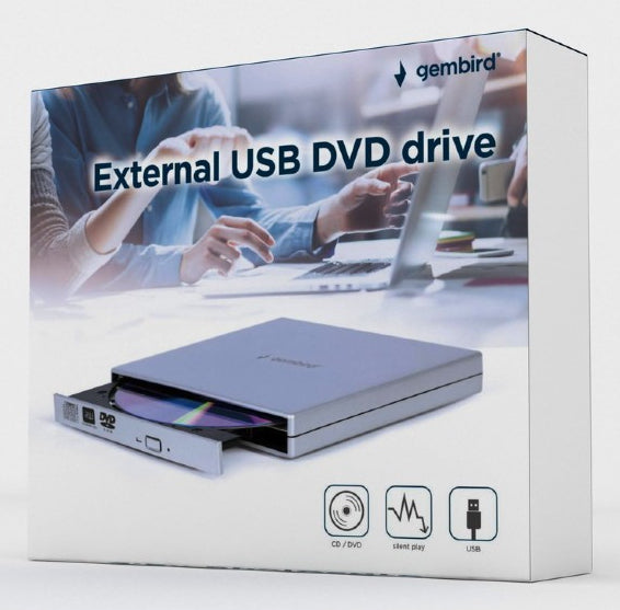 DVD-RW extern, GEMBIRD, interfata USB 2.0, argintiu, "DVD-USB-021-SV"