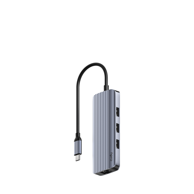 CUDY 6-IN-1 USB Hub, Aluminium housing,1 USB-C 3.0 5Gbps male connecter with 25cm cable, 1x 4K@60Hz HDMI Port, 1 Gigabit Ethernet port, 3 USB-A 3.0 5Gbps Port, 1 USB-C power input Ports(5V/2A max),  compatible with MacBook, Mac Pro, Mac mini, iMac, Surfac