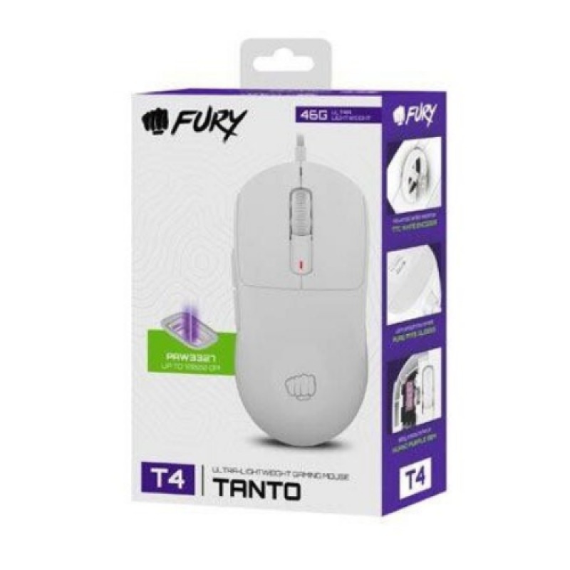 Mouse Fury Tanto T4,12000DPI, alb