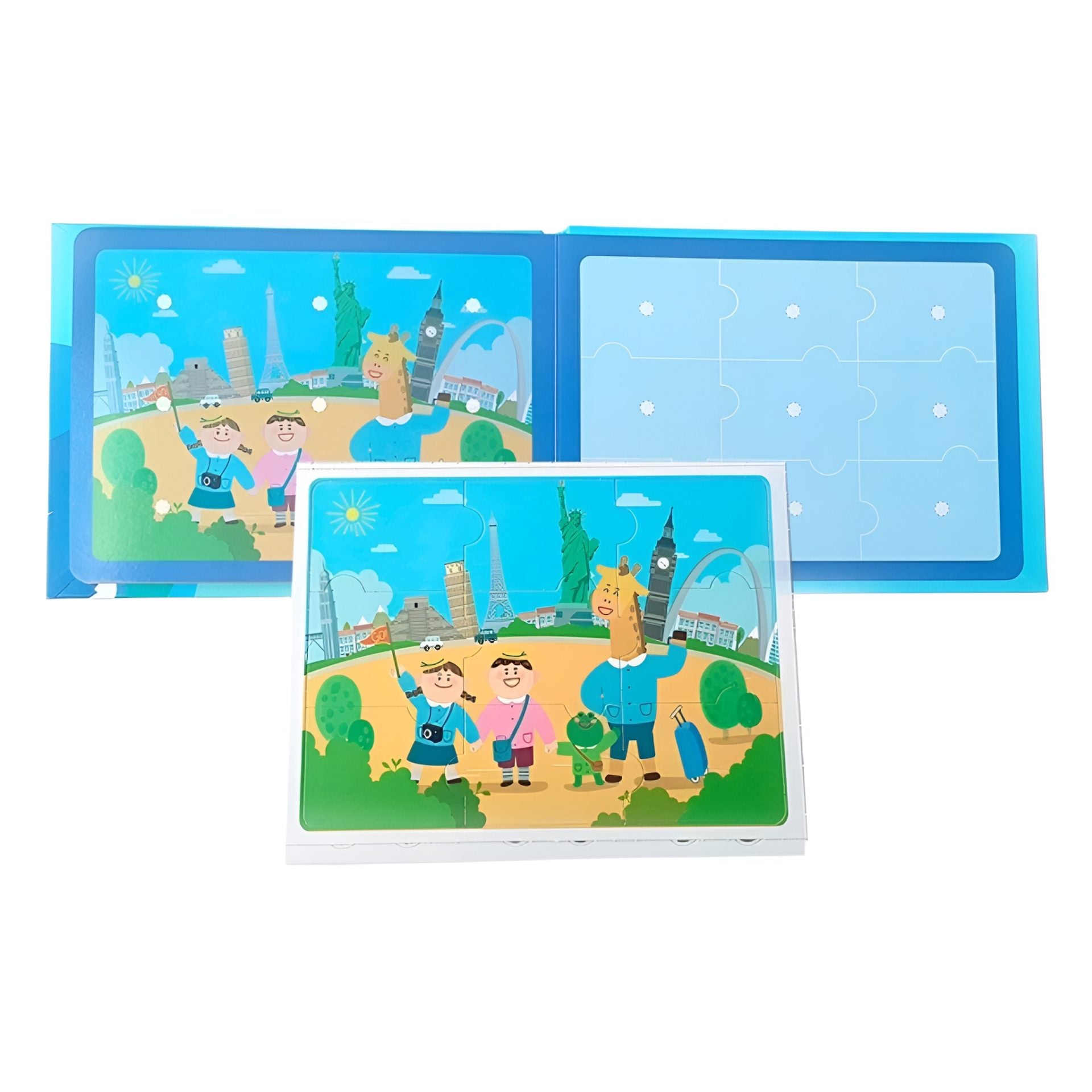 Carte Educativa cu Stickere Reutilizabile, Quiet Book Senzoriala cu Pagini Interactive, Joc Montessori, Seria ''In Jurul Lumii', Puzzle, Dezvolta Motricitatea Fina si Logica, Quiet Book pentru Invatare Timpurie, 3 ani, Multicolor