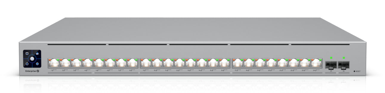 Ubiquiti network switch ECS-24-PoE-EU Enterprise-grade 24-port, Layer 3 Etherlighting PoE+++ switch with high-capacity 10 GbE RJ45 and 25G SFP28 ports, all PoE+++ (90W capable, "ECS-24-POE-EU"