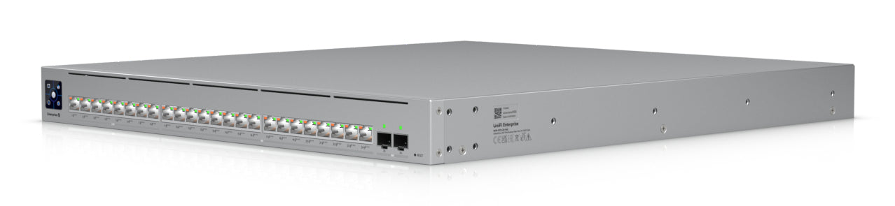 Ubiquiti network switch ECS-24-PoE-EU Enterprise-grade 24-port, Layer 3 Etherlighting PoE+++ switch with high-capacity 10 GbE RJ45 and 25G SFP28 ports, all PoE+++ (90W capable, "ECS-24-POE-EU"
