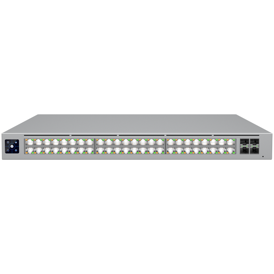Ubiquiti network switch ECS-48S-PoE-EU Enterprise Campus 48S PoE Enterprise-grade 48-port, Layer 3 Etherlighting PoE+++ switch with Stacking support and high-capacity 10 GbE RJ45 and 25G SFP28 
