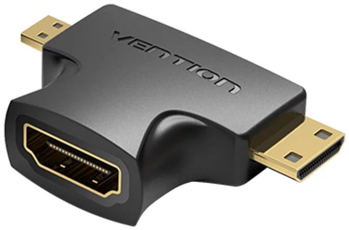 Adaptor video Vention, HDMI(M) la miniHDMI (T) si microHDMI (T) - bidirectional, rezolutie 1080p la 60Hz, PVC, negru, 