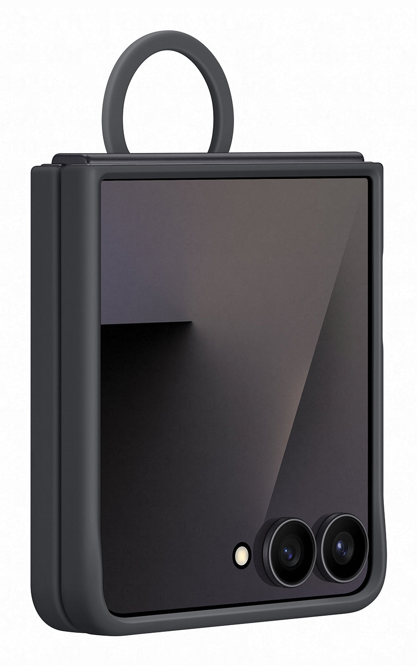 Husa Galaxy Z Flip 7 - Capac protectie spate Silicone Case cu inel, Negru "EF-PF766TBEGWW"