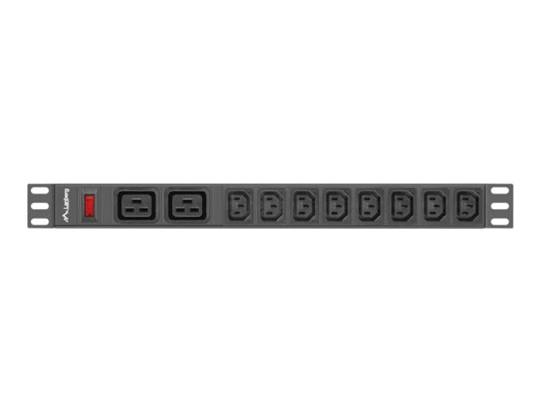 Unitate distributie alimentare PDU 19", 1U, 16A, 2 prize C19 si 8 prize IEC C13, negru, C20
