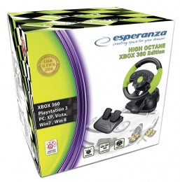 Volan cu pedale Esperanza High Octane EG104 XBOX 360 PS3 PC USB Negru/Verde "EG104"