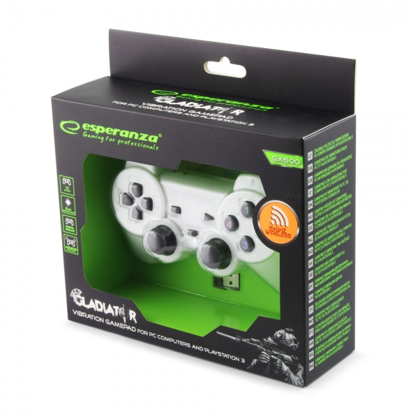 Gamepad Esperanza Gladiator EGG108W cu vibratii Wireless PC/PS3 Alb "EGG108W"