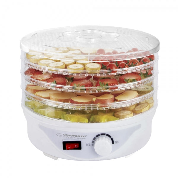 Deshidrator pentru alimente Esperanza Delicatesse EKD003 250W 4 tavi Alb "EKD003"