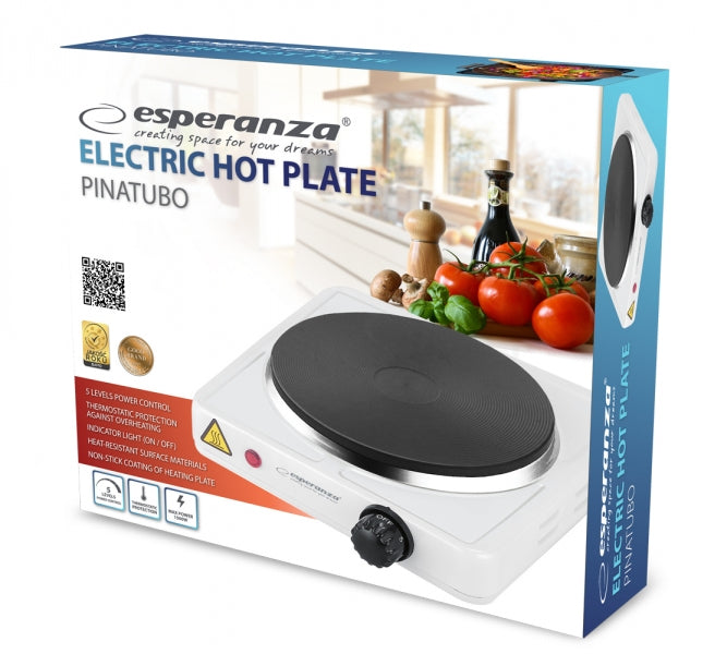 Plita electrica Esperanza Pinatubo EKH002W 1500W 18.5 cm Alb "EKH002W"