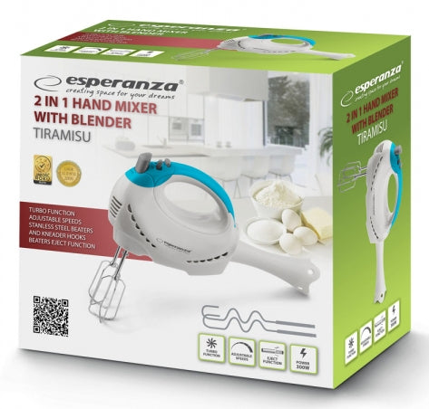 Mixer de mana Esperanz Tiramisu EKM010 300W Alb/Albastru "EKM010"