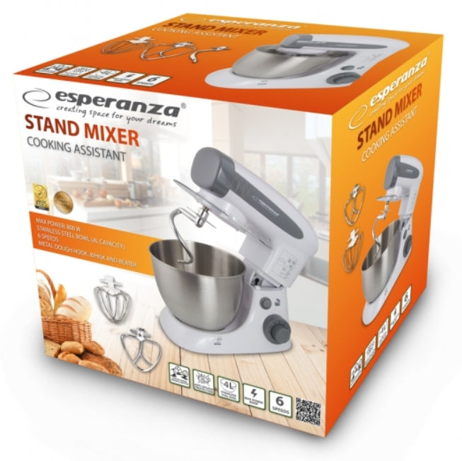 Robot de bucatarie Esperanza EKM024 800W 6 viteze bol 4l Argintiu "EKM024"