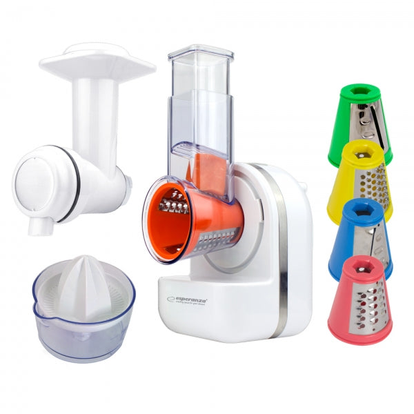 Robot de bucatarie Esperanza Panzanella EKM027 150W 3 in 1 razatoare/aparat pentru deserturi cu fructe congelate/storcator fructe Alb "EKM027"