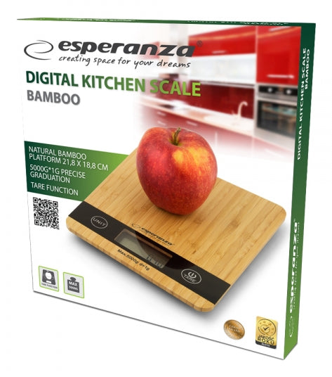 Cantar de bucatarie Esperanza Bamboo EKS005 max. 5kg Maro "EKS005"