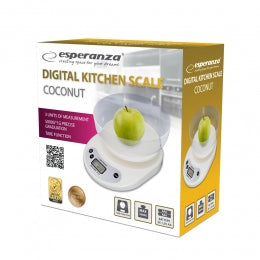 Cantar de bucatarie cu bol Esperanza Coconut EKS007 max 5kg Alb "EKS007"
