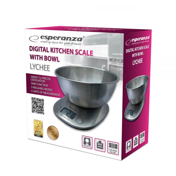 Cantar de bucatarie Esperanza LYCHEE EKS008 max. 5kg Inox "EKS008"