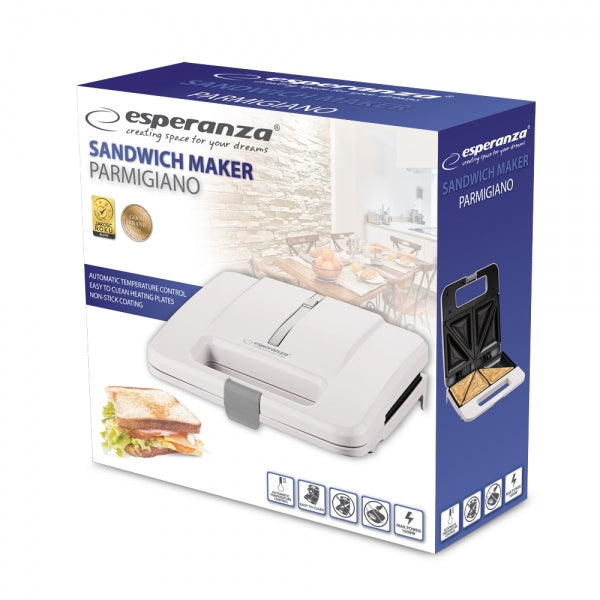 Prajitor de paine tip Sandwich maker Esperanza Parmigiano EKT010W 1000W Alb "EKT010W"